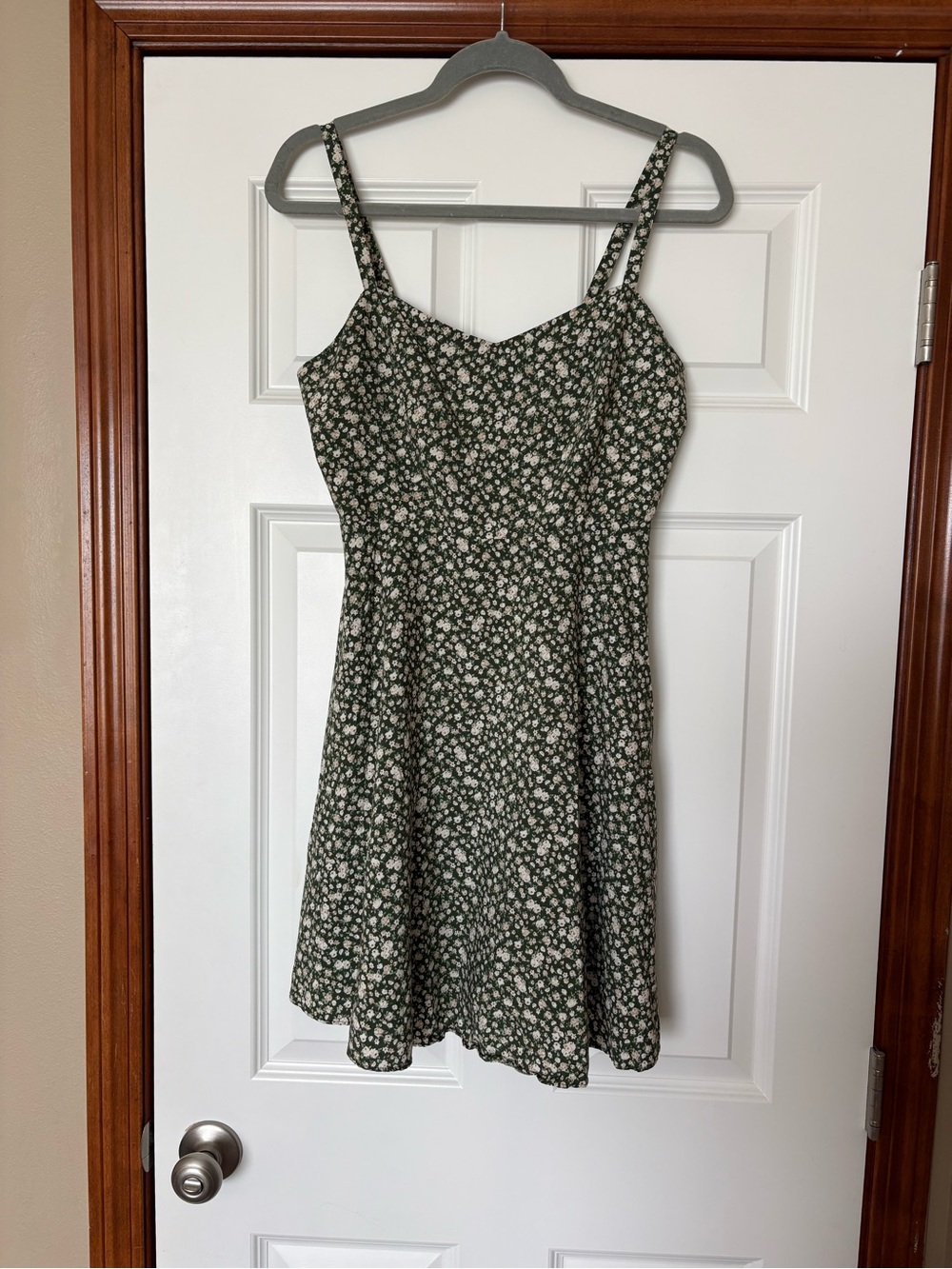Old Navy Olive Green Floral Mini Dress with Spaghetti Straps